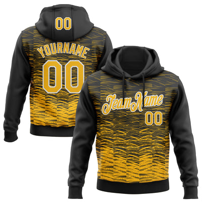 Custom Stitched Black Gold-White Line Sports Pullover Sweatshirt Hoodie