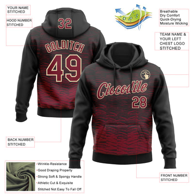 Custom Stitched Black Crimson-Cream Line Sports Pullover Sweatshirt Hoodie
