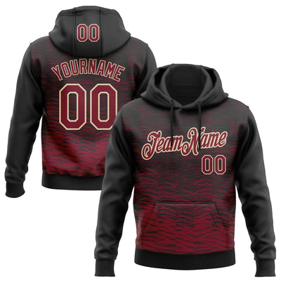 Custom Stitched Black Crimson-Cream Line Sports Pullover Sweatshirt Hoodie