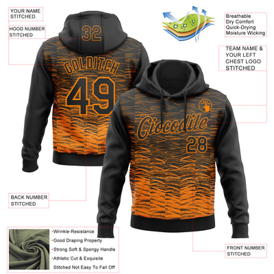 Custom Stitched Black Bay Orange Line Sports Pullover Sweatshirt Hoodie