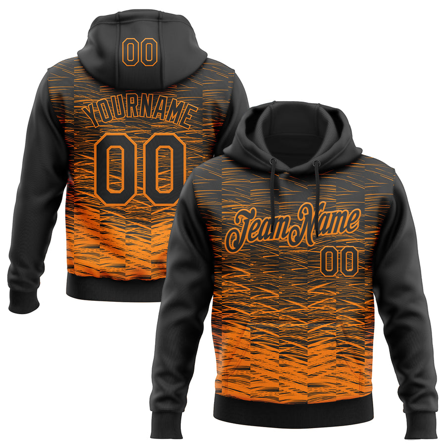 Custom Stitched Black Bay Orange Line Sports Pullover Sweatshirt Hoodie