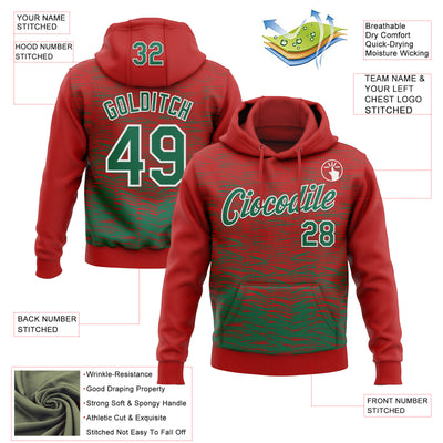 Custom Stitched Red Kelly Green-White Line Sports Pullover Sweatshirt Hoodie