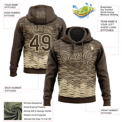 Custom Stitched Brown Cream Line Sports Pullover Sweatshirt Hoodie