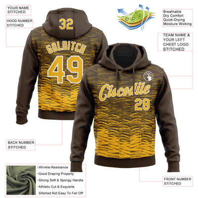 Custom Stitched Brown Gold-White Line Sports Pullover Sweatshirt Hoodie
