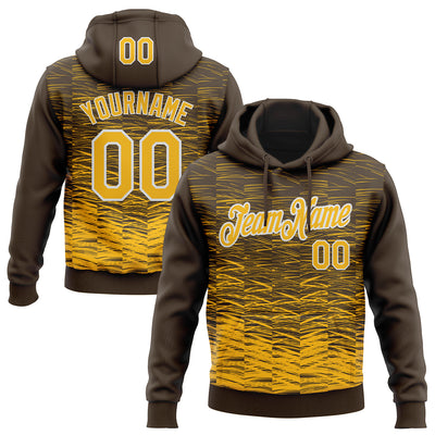 Custom Stitched Brown Gold-White Line Sports Pullover Sweatshirt Hoodie