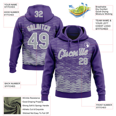 Custom Stitched Purple Gray-White Line Sports Pullover Sweatshirt Hoodie