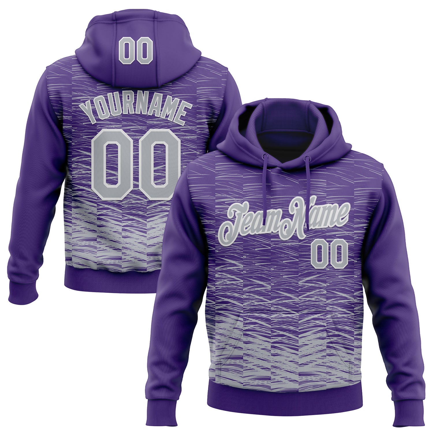 Custom Stitched Purple Gray-White Line Sports Pullover Sweatshirt Hoodie