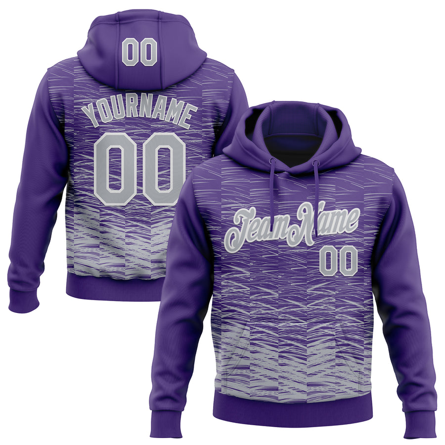 Custom Stitched Purple Gray-White Line Sports Pullover Sweatshirt Hoodie