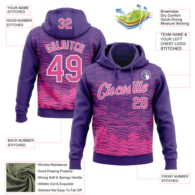 Custom Stitched Purple Pink-White Line Sports Pullover Sweatshirt Hoodie