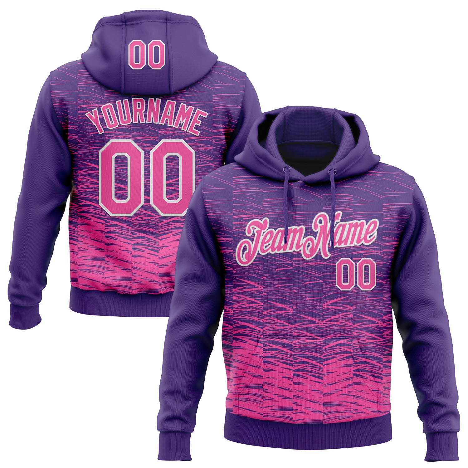 Custom Stitched Purple Pink-White Line Sports Pullover Sweatshirt Hoodie