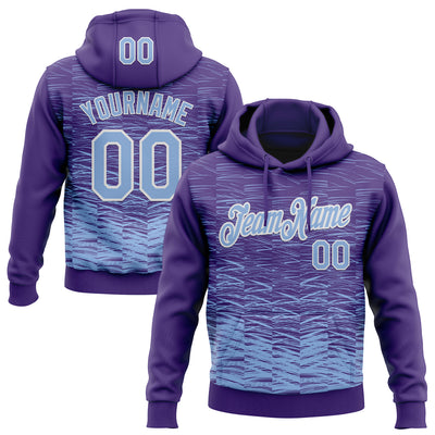 Custom Stitched Purple Light Blue-White Line Sports Pullover Sweatshirt Hoodie