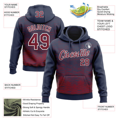 Custom Stitched Navy Crimson-White Line Sports Pullover Sweatshirt Hoodie