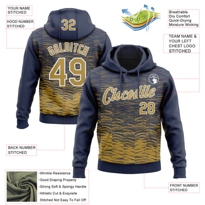 Custom Stitched Navy Old Gold-White Line Sports Pullover Sweatshirt Hoodie