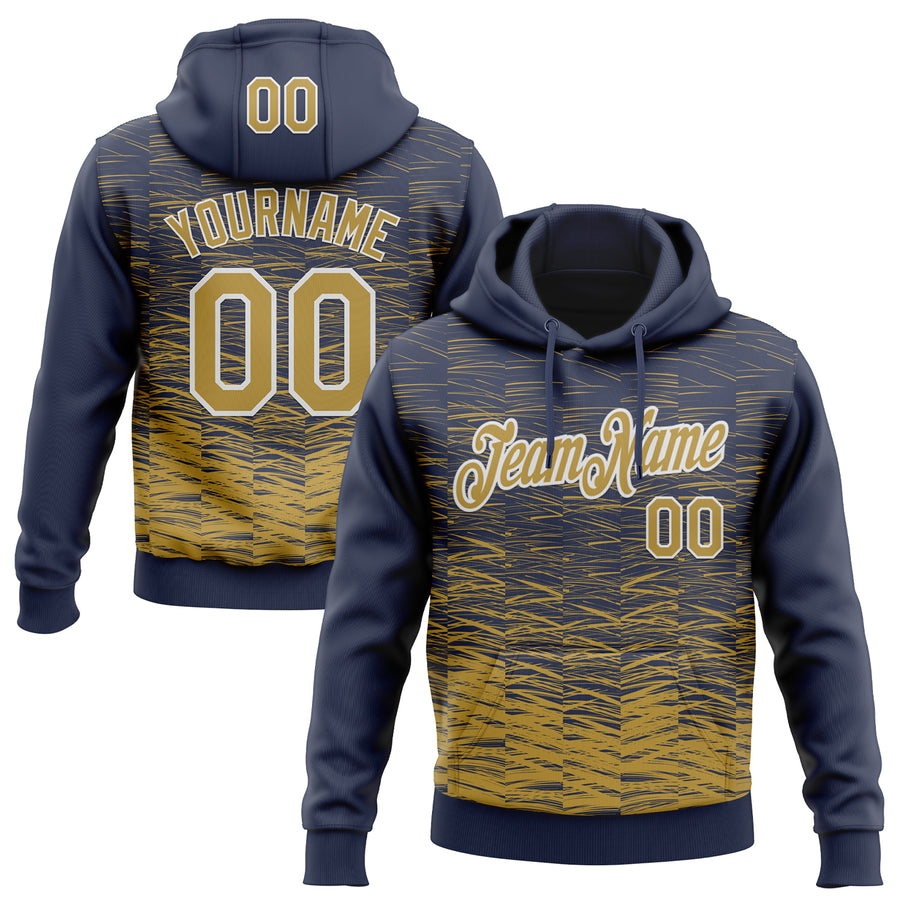 Custom Stitched Navy Old Gold-White Line Sports Pullover Sweatshirt Hoodie