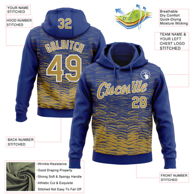 Custom Stitched Royal Old Gold-White Line Sports Pullover Sweatshirt Hoodie