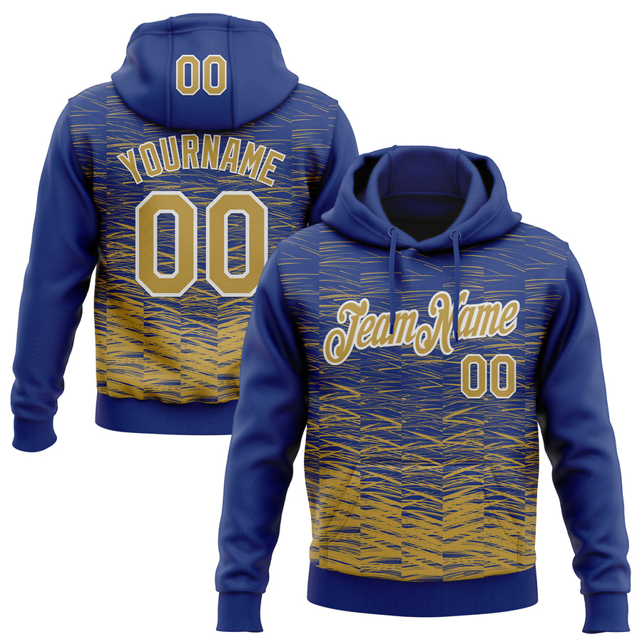 Custom Stitched Royal Old Gold-White Line Sports Pullover Sweatshirt Hoodie