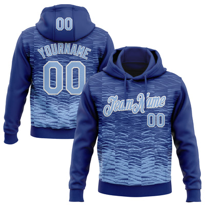 Custom Stitched Royal Light Blue-White Line Sports Pullover Sweatshirt Hoodie