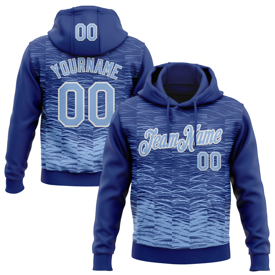 Custom Stitched Royal Light Blue-White Line Sports Pullover Sweatshirt Hoodie