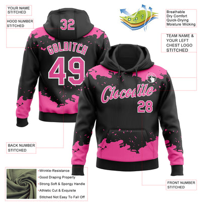 Custom Stitched Black Pink-White Fragment Pattern Sports Pullover Sweatshirt Hoodie
