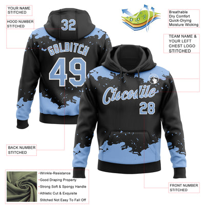 Custom Stitched Black Light Blue-White Fragment Pattern Sports Pullover Sweatshirt Hoodie
