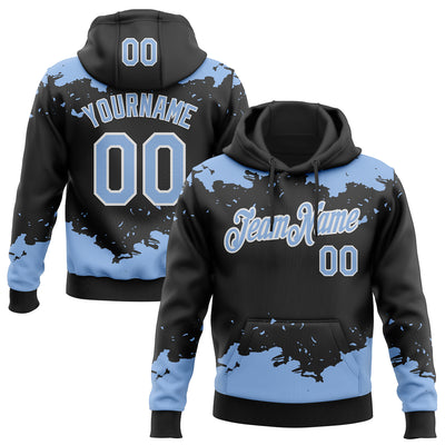 Custom Stitched Black Light Blue-White Fragment Pattern Sports Pullover Sweatshirt Hoodie