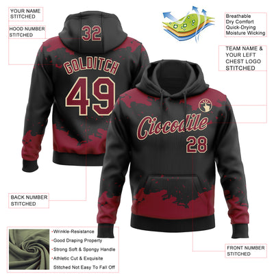 Custom Stitched Black Crimson-Cream Fragment Pattern Sports Pullover Sweatshirt Hoodie