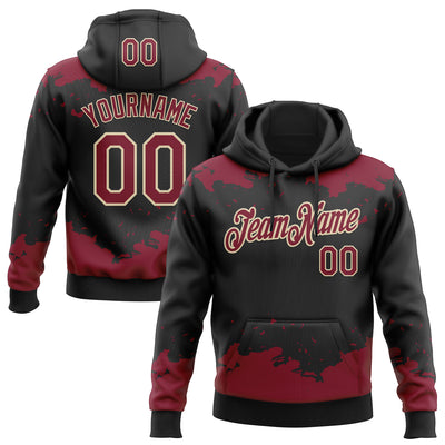 Custom Stitched Black Crimson-Cream Fragment Pattern Sports Pullover Sweatshirt Hoodie
