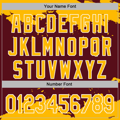 Custom Stitched Burgundy Gold-White Fragment Pattern Sports Pullover Sweatshirt Hoodie