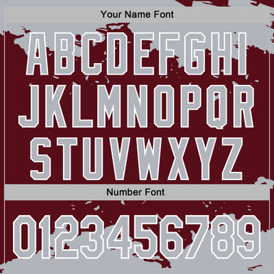 Custom Stitched Burgundy Gray-White Fragment Pattern Sports Pullover Sweatshirt Hoodie