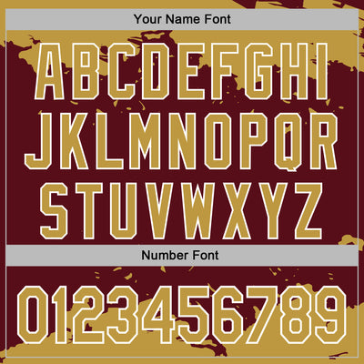 Custom Stitched Burgundy Old Gold-White Fragment Pattern Sports Pullover Sweatshirt Hoodie