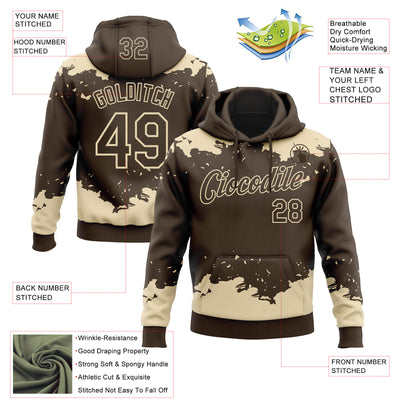 Custom Stitched Brown Cream Fragment Pattern Sports Pullover Sweatshirt Hoodie