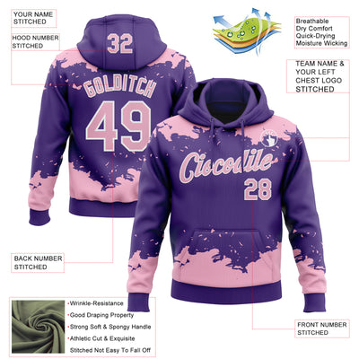 Custom Stitched Purple Light Pink-White Fragment Pattern Sports Pullover Sweatshirt Hoodie