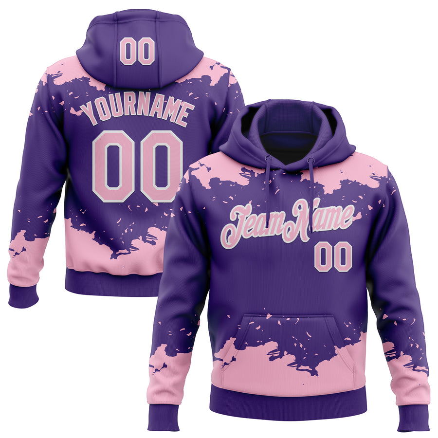 Custom Stitched Purple Light Pink-White Fragment Pattern Sports Pullover Sweatshirt Hoodie