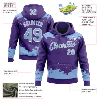 Custom Stitched Purple Light Blue-White Fragment Pattern Sports Pullover Sweatshirt Hoodie