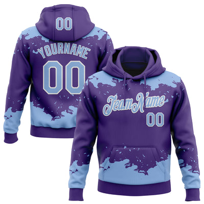 Custom Stitched Purple Light Blue-White Fragment Pattern Sports Pullover Sweatshirt Hoodie