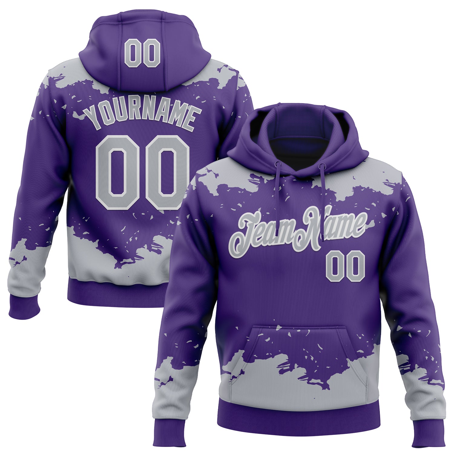 Custom Stitched Purple Gray-White Fragment Pattern Sports Pullover Sweatshirt Hoodie