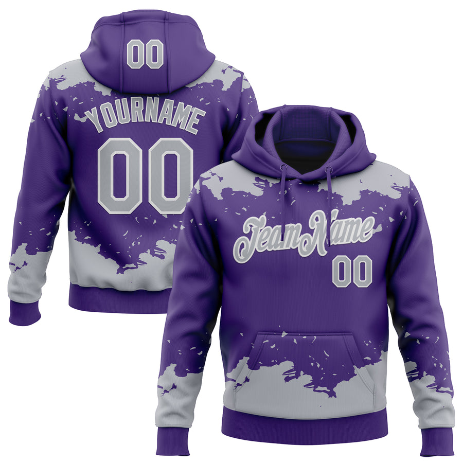 Custom Stitched Purple Gray-White Fragment Pattern Sports Pullover Sweatshirt Hoodie