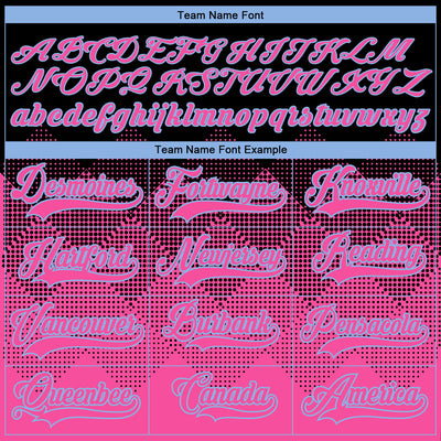 Custom Black Pink-Light Blue 3D Pattern Gradient Square Shapes Hockey Lace Neck Jersey