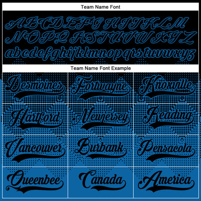 Custom Black Blue-White 3D Pattern Gradient Square Shapes Hockey Lace Neck Jersey