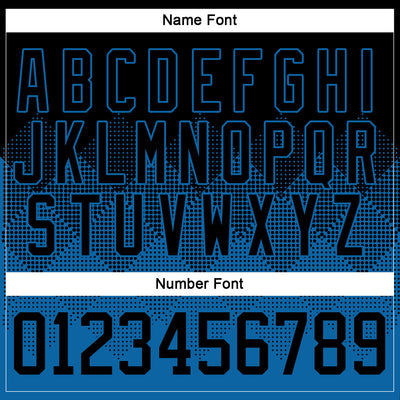 Custom Black Blue-White 3D Pattern Gradient Square Shapes Hockey Lace Neck Jersey