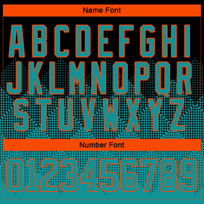 Custom Black Teal-Orange 3D Pattern Gradient Square Shapes Hockey Lace Neck Jersey