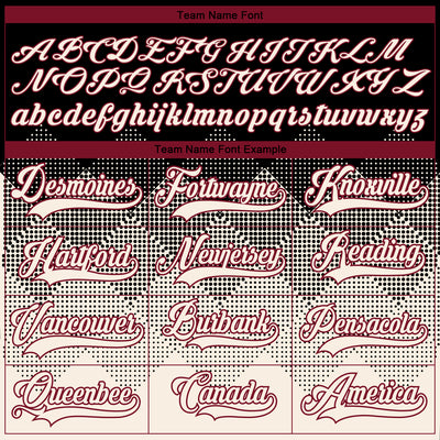 Custom Black Cream-Crimson 3D Pattern Gradient Square Shapes Hockey Lace Neck Jersey