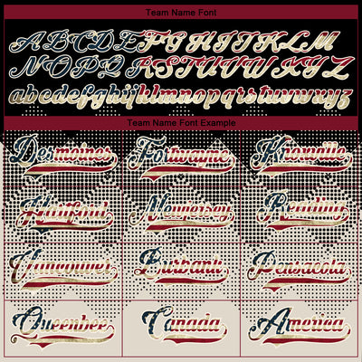 Custom Black Vintage USA Flag Cream-Crimson 3D Pattern Gradient Square Shapes Hockey Lace Neck Jersey