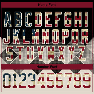 Custom Black Vintage USA Flag Cream-Crimson 3D Pattern Gradient Square Shapes Hockey Lace Neck Jersey