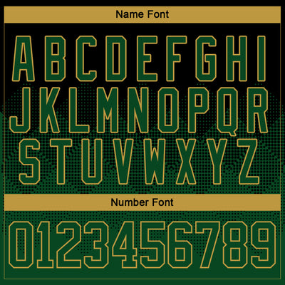 Custom Black Green-Old Gold 3D Pattern Gradient Square Shapes Hockey Lace Neck Jersey