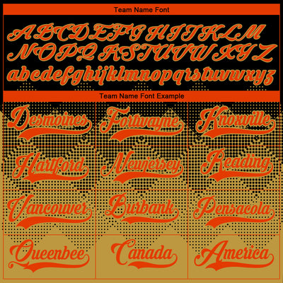 Custom Black Orange-Old Gold 3D Pattern Gradient Square Shapes Hockey Lace Neck Jersey