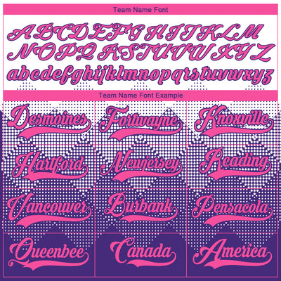 Custom White Pink-Purple 3D Pattern Gradient Square Shapes Hockey Lace Neck Jersey