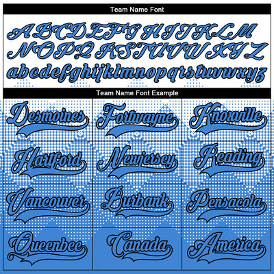 Custom White Powder Blue-Black 3D Pattern Gradient Square Shapes Hockey Lace Neck Jersey