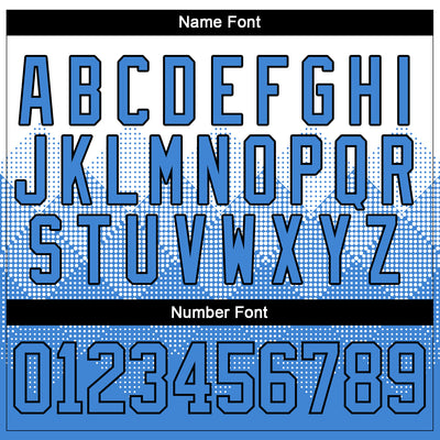 Custom White Powder Blue-Black 3D Pattern Gradient Square Shapes Hockey Lace Neck Jersey