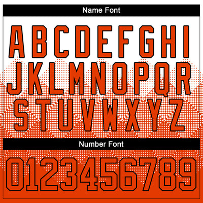 Custom White Orange-Black 3D Pattern Gradient Square Shapes Hockey Lace Neck Jersey